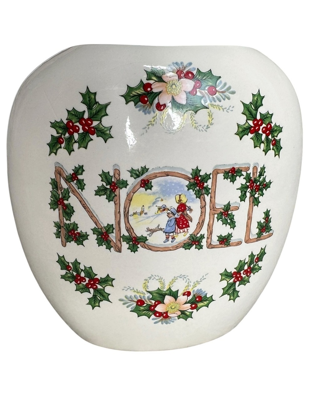 Vintage Noel Christmas Ceramic Planter Cachepot Holiday Centerpiece Decor - Picture 10 of 11